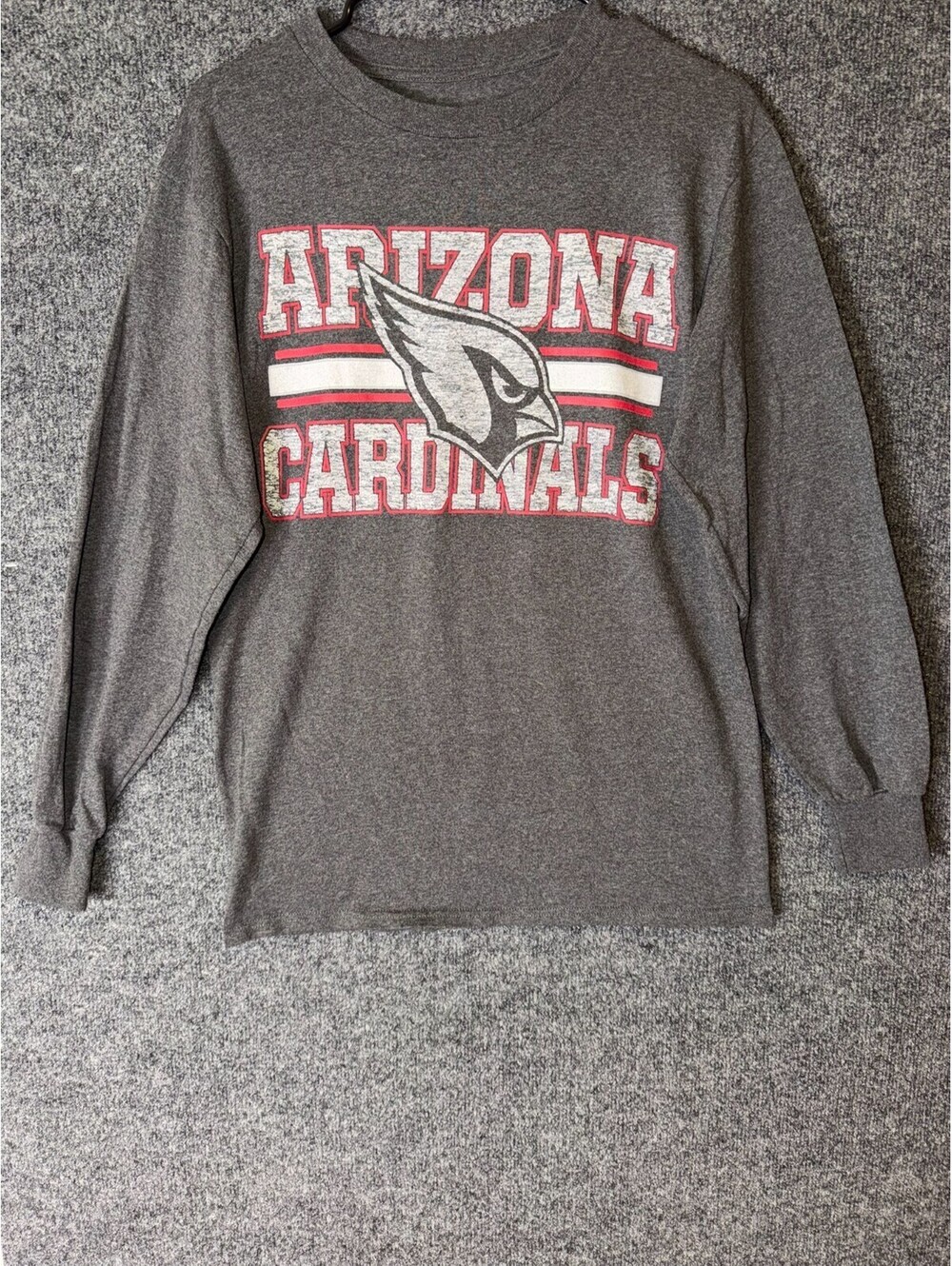 NFL Team Apparel Arizona Cardinals Long Sleeve Shirt Mens Medium Gray Graphic Te